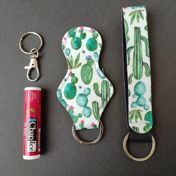 5 for $25 Cactus Southwest Wrist Strap Lip Balm Holder Keychain Lipstick Lightr - Picture 2 of 5